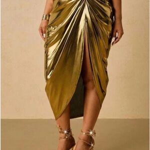NWT SHEIN Gold Asymmetrical Skirt